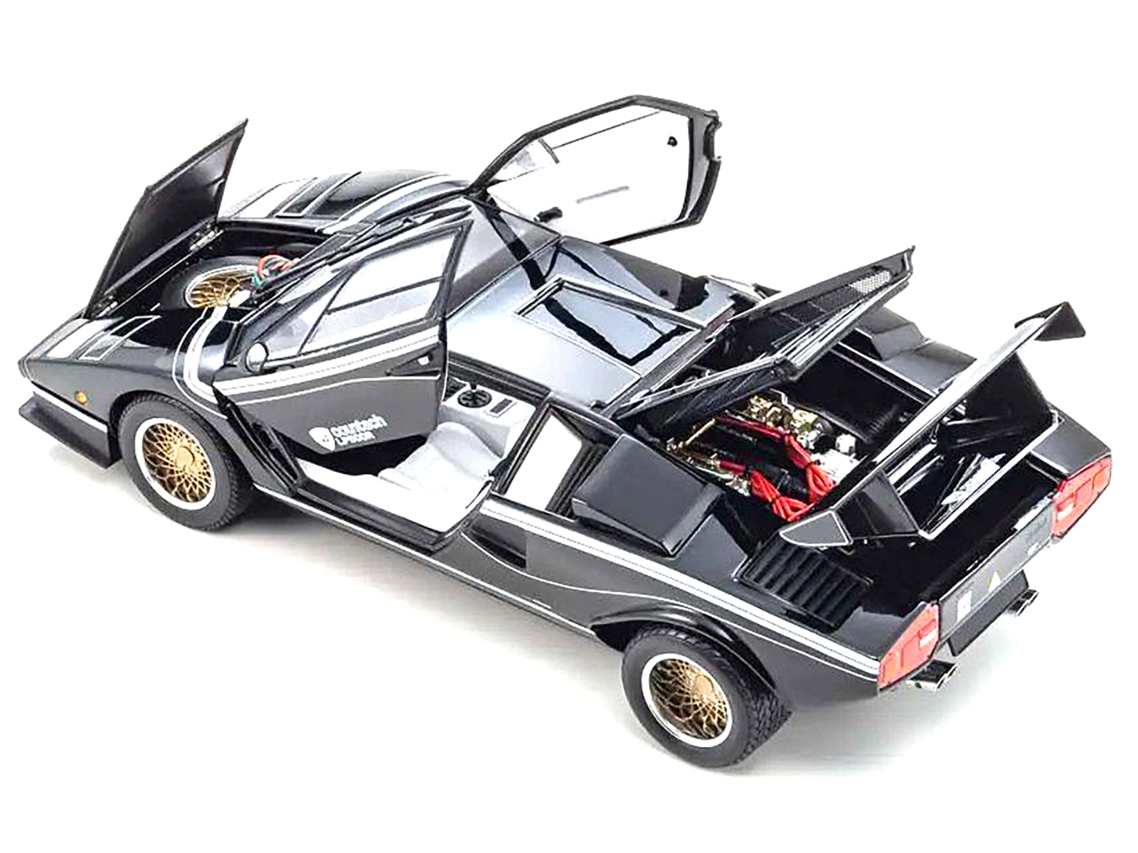 Lamborghini Countach LP 500R Black with White Interior 1/18 - Image 3