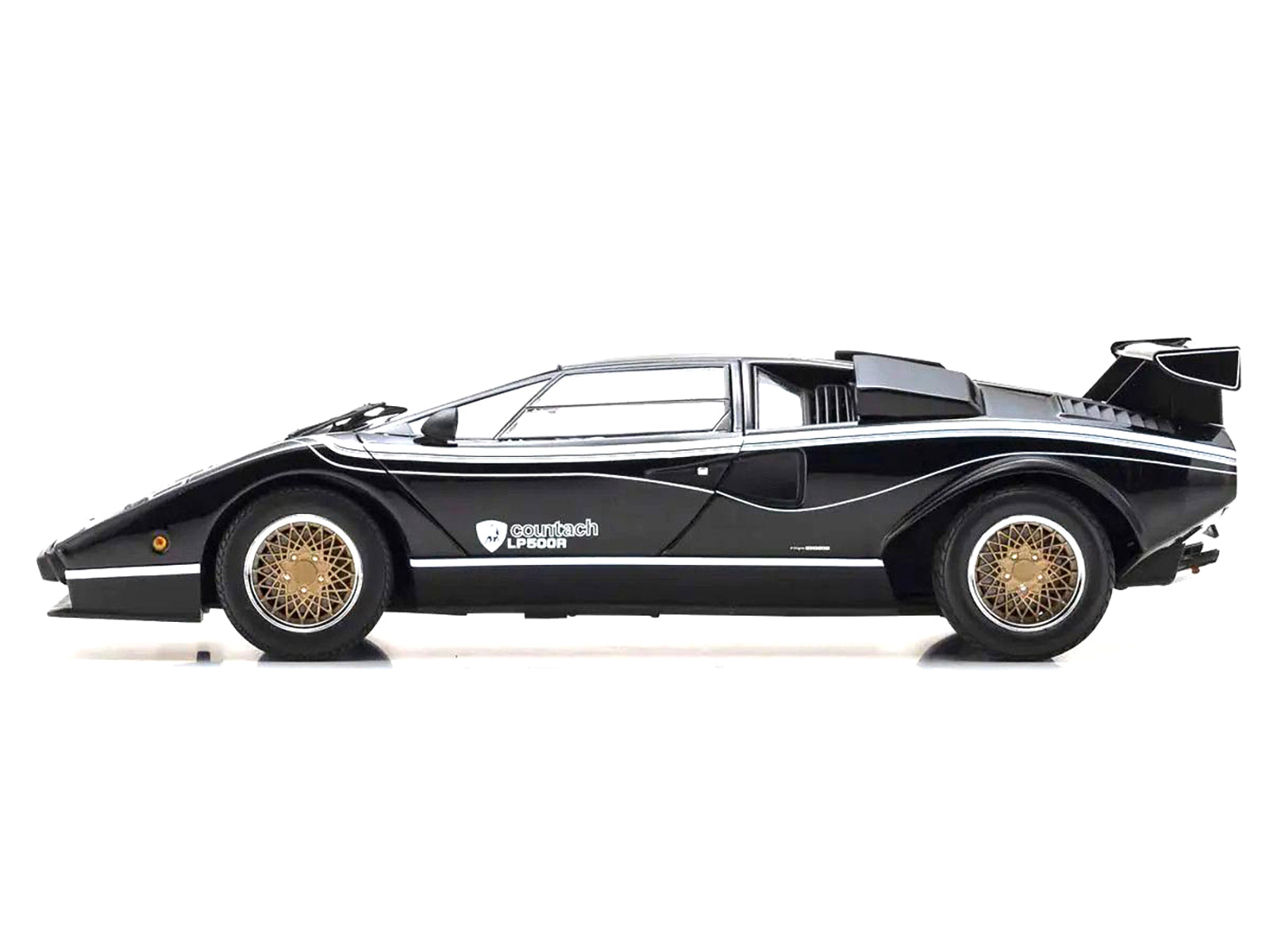 Lamborghini Countach LP 500R Black with White Interior 1/18 - Image 4
