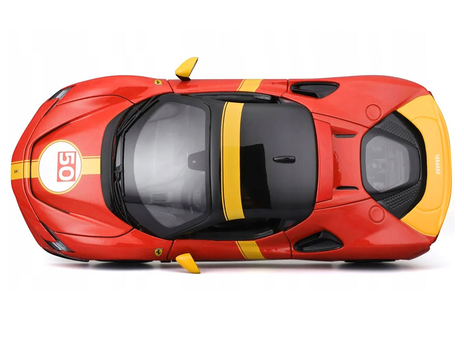 Ferrari SF90 Stradale Assetto Fiorano #50 Red with Black Top and Yellow Stripes 1/18 - Image 5