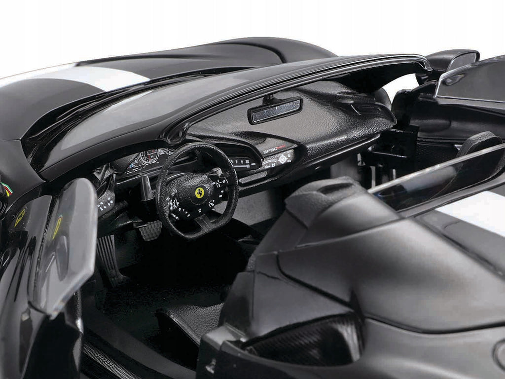 Ferrari SF90 Spider Assetto Fiorano Black Metallic with White Stripes "" 1/18 - Image 2
