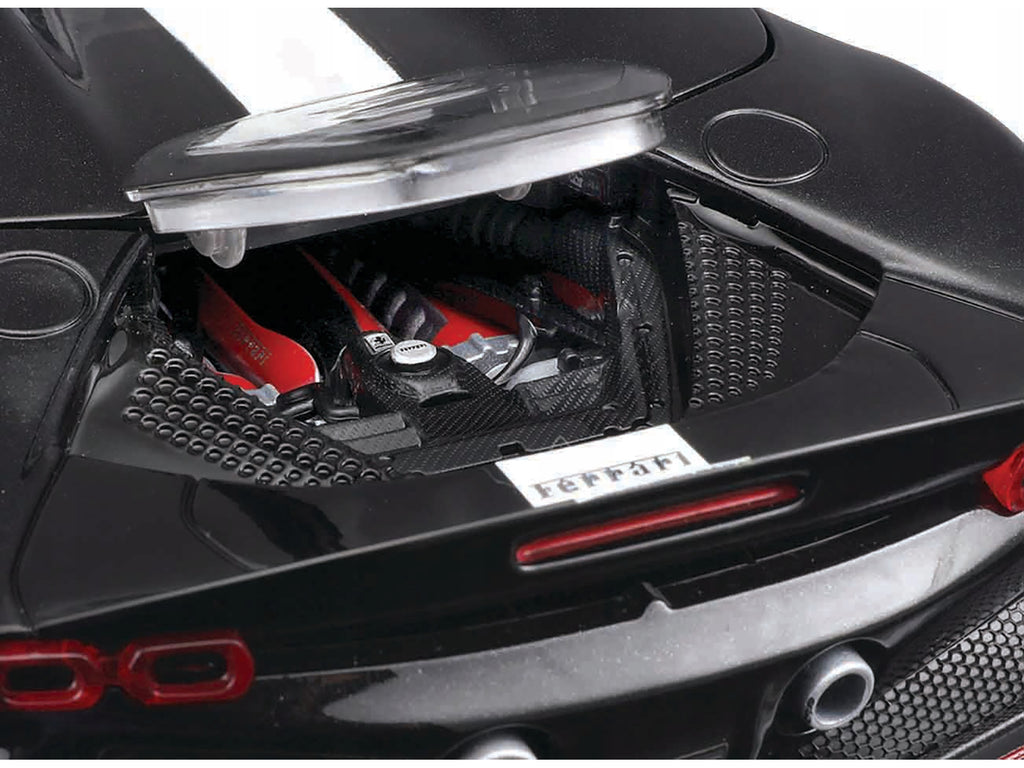 Ferrari SF90 Spider Assetto Fiorano Black Metallic with White Stripes "" 1/18 - Image 3