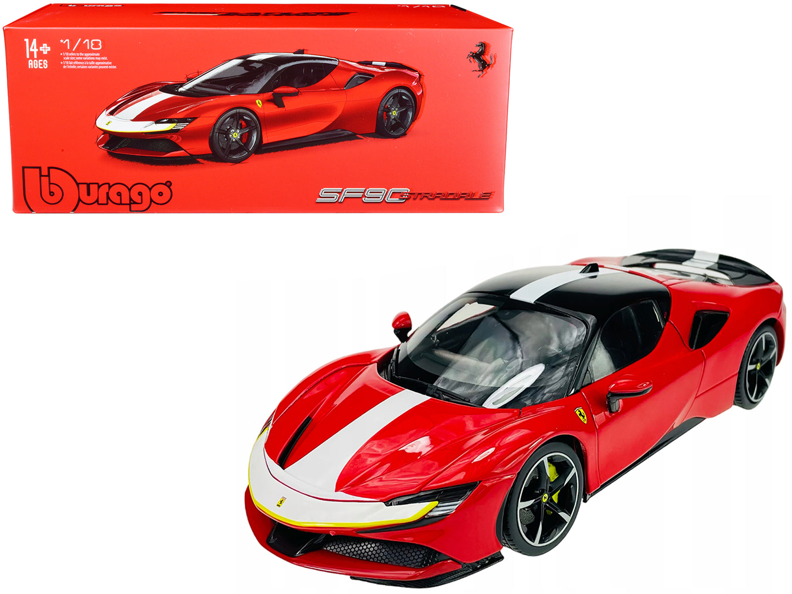Ferrari SF90 Stradale Assetto Fiorano Red with White Stripes "" 1/18