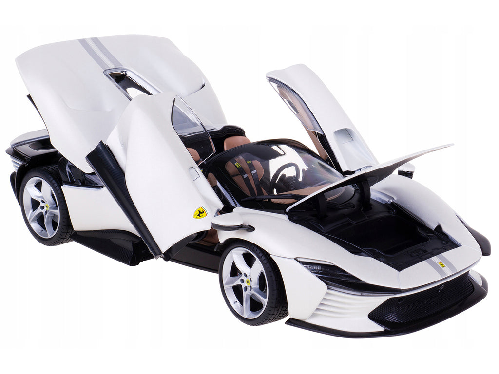 Ferrari Daytona SP3 White Metallic with Silver Stripes "" 1/18 - Image 2