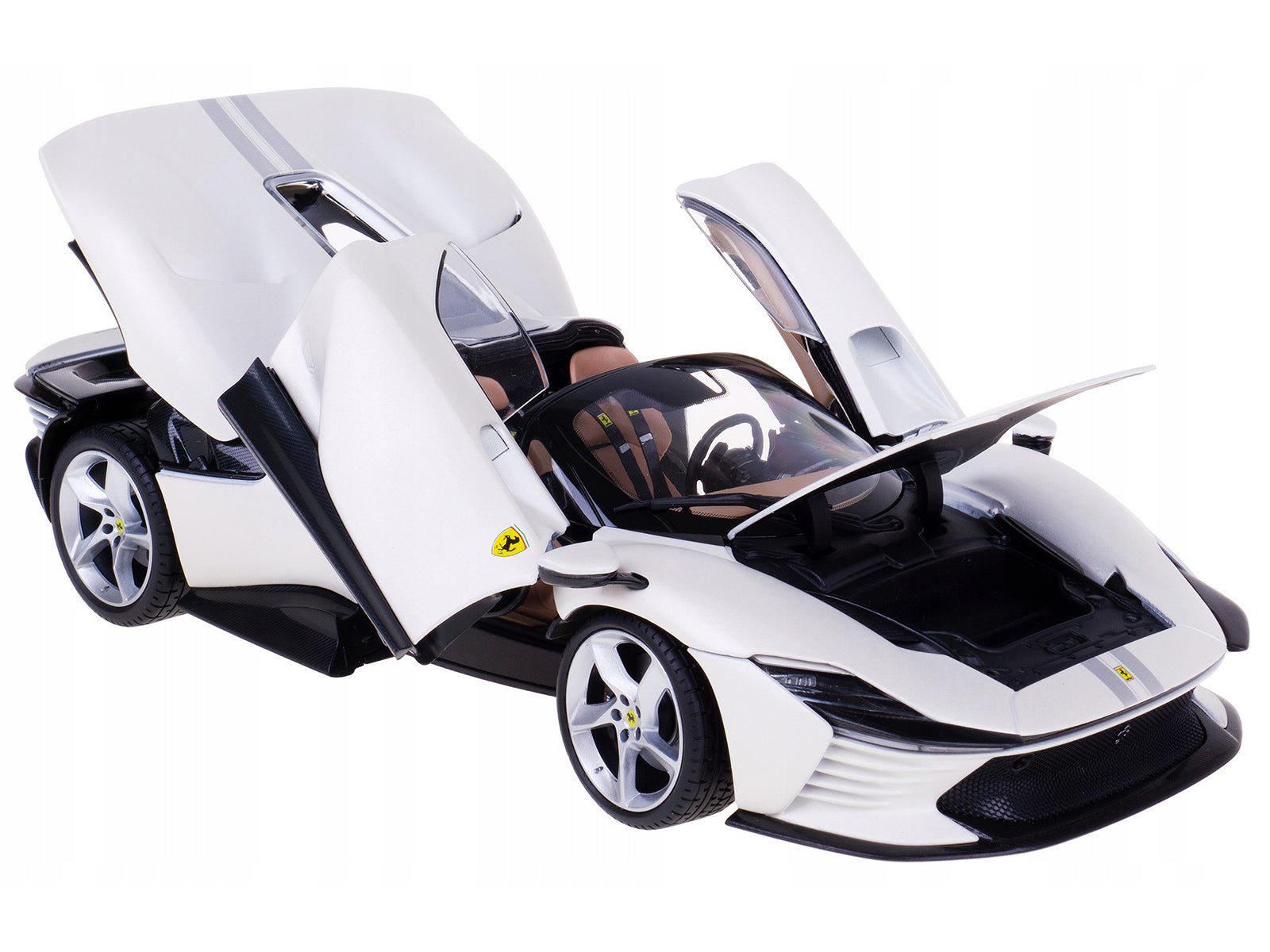Ferrari Daytona SP3 White Metallic with Silver Stripes "" 1/18 - Image 2