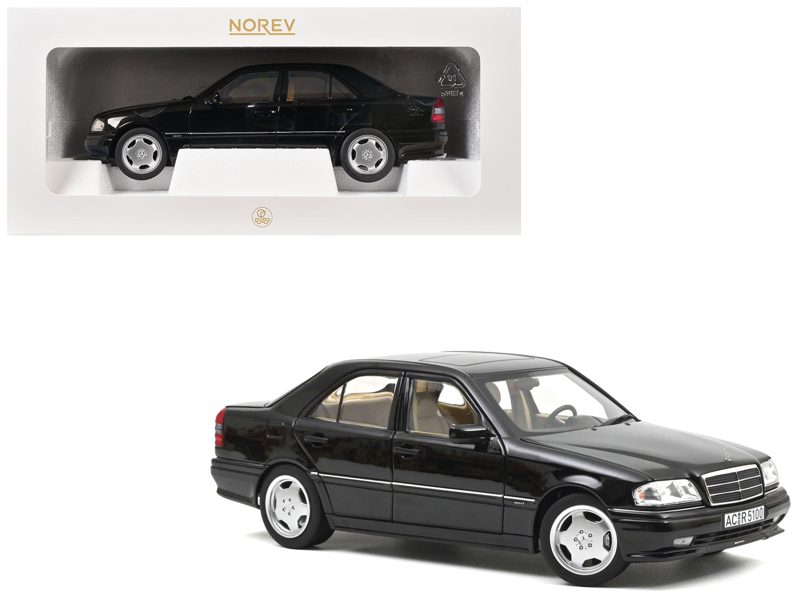 1993 Mercedes-Benz C36 AMG Black Metallic 1/18