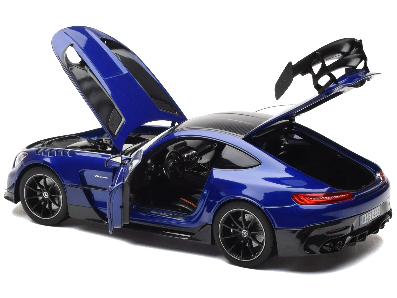 2021 Mercedes- Blue Metallic with Carbon Top and Hood Stripes 1/18 - Image 4