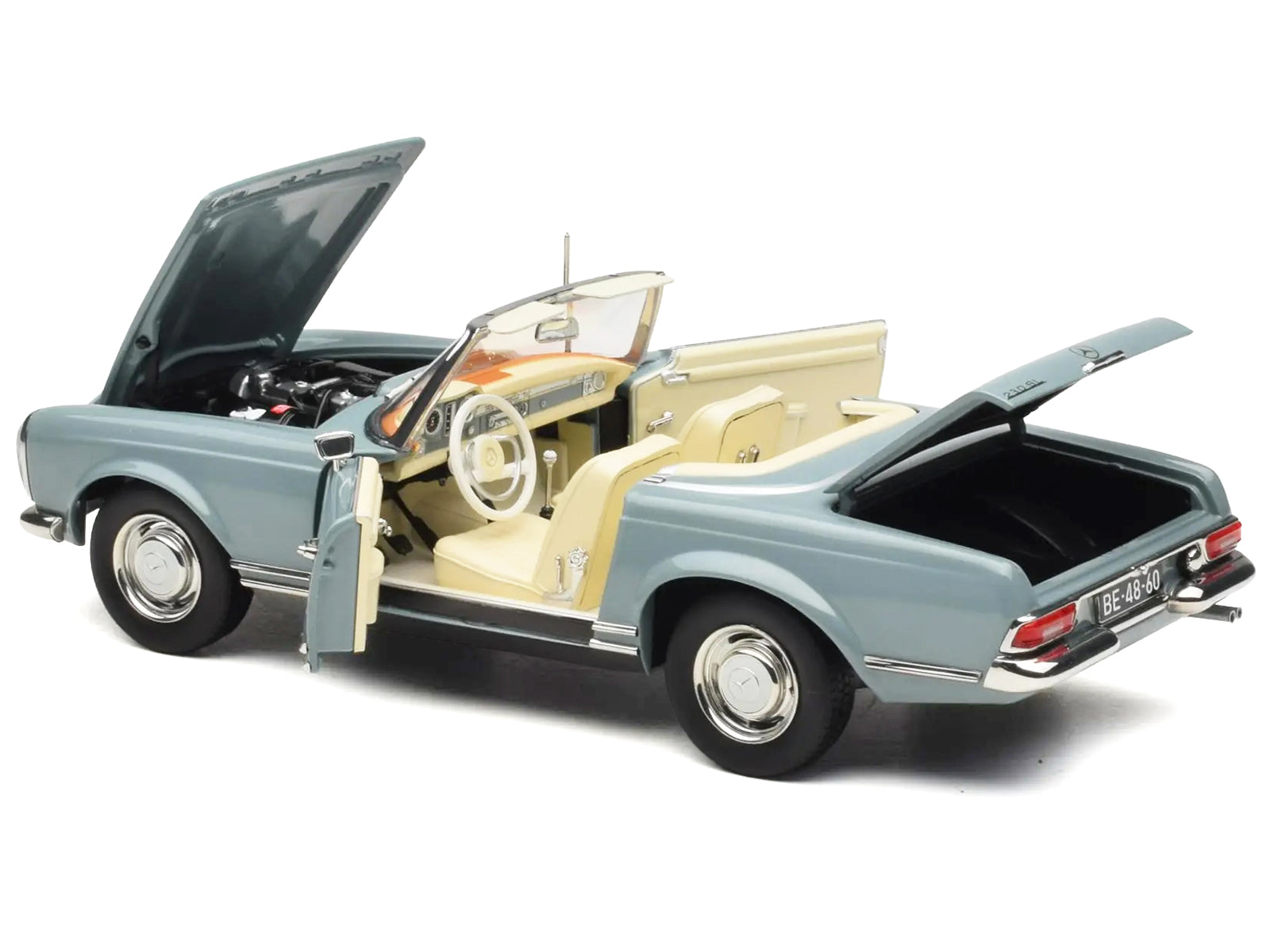 1963 Mercedes-Benz 230 SEL Horizon Blue with Cream Interior 1/18 - Image 5