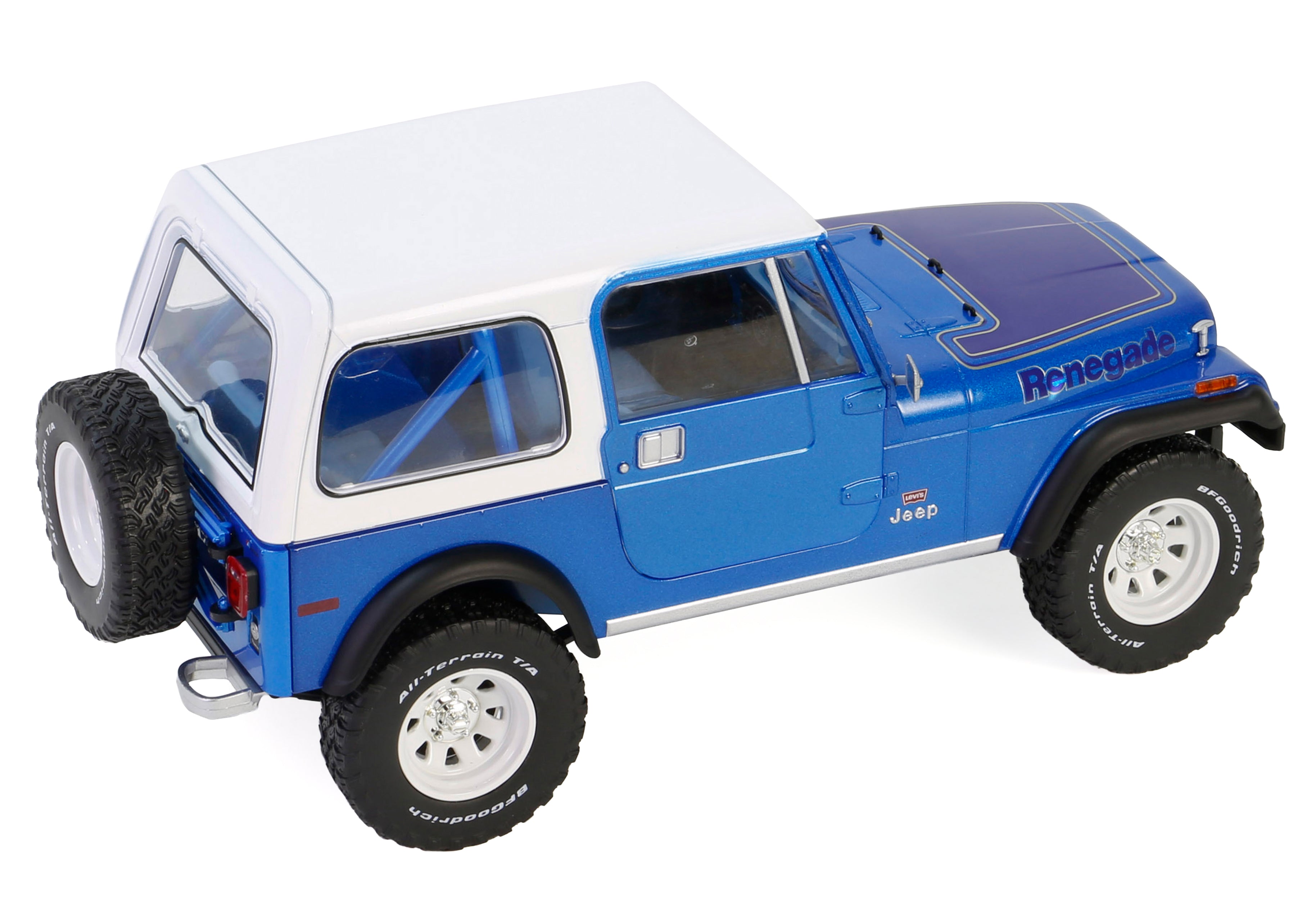 1978 Jeep CJ-7 Renegade Captain Blue Metallic with White Top 1/18 - Image 3
