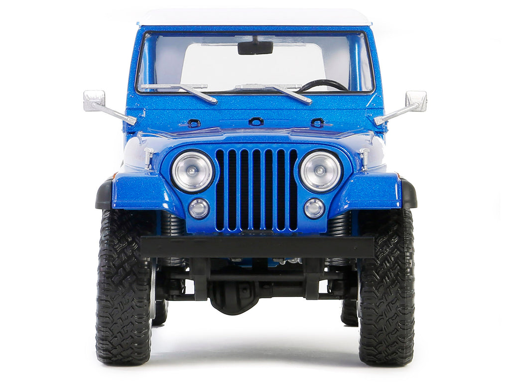 1978 Jeep CJ-7 Renegade Captain Blue Metallic with White Top 1/18 - Image 4