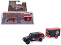 2012 Jeep Wrangler Unlimited "Diablo Sport" Black with Red Graphics and Small Cargo Trailer 33 1/64 Cars