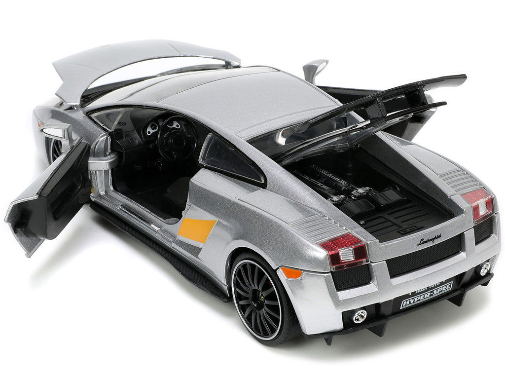 Lamborghini Gallardo Superleggera Silver Metallic with Yellow Stripes 1/24 - Image 3