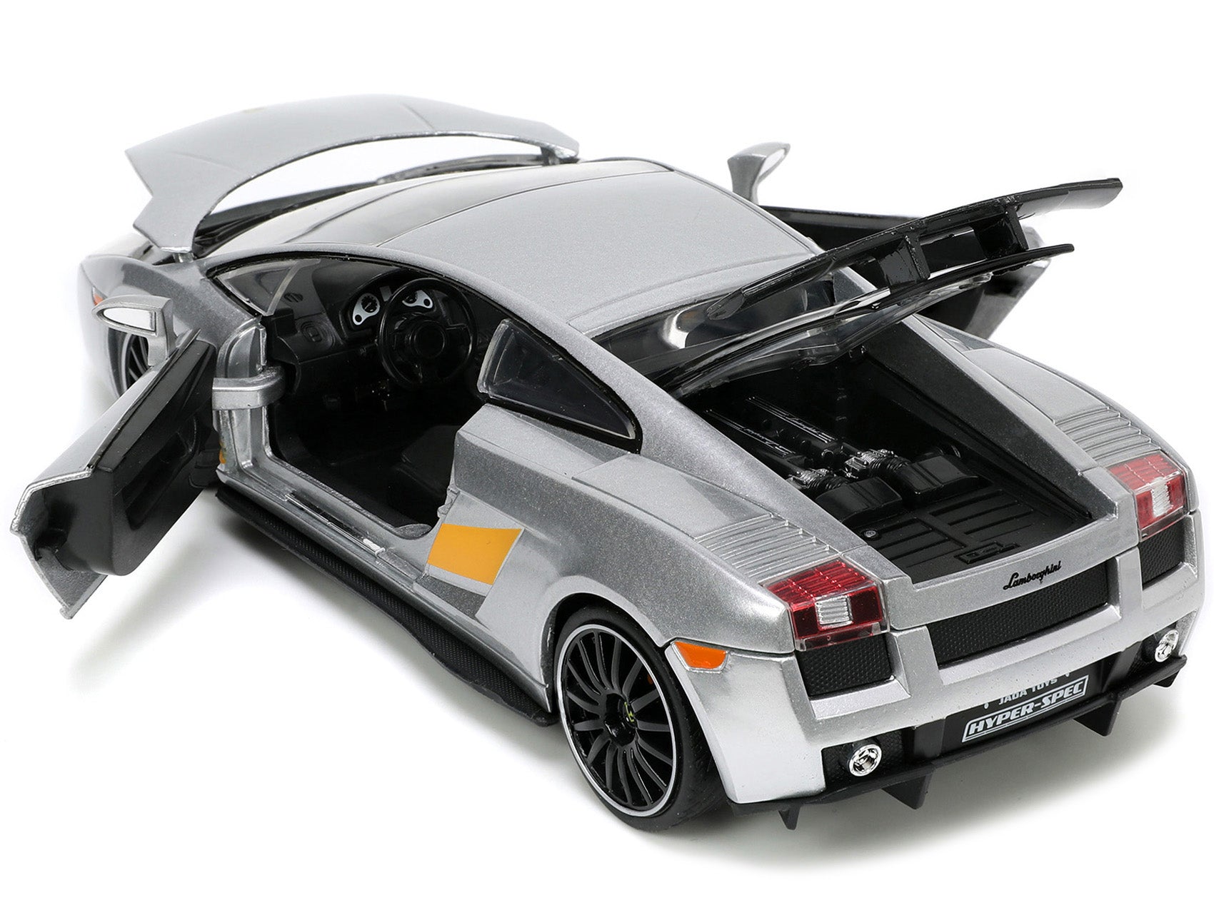 Lamborghini Gallardo Superleggera Silver Metallic with Yellow Stripes 1/24 - Image 3