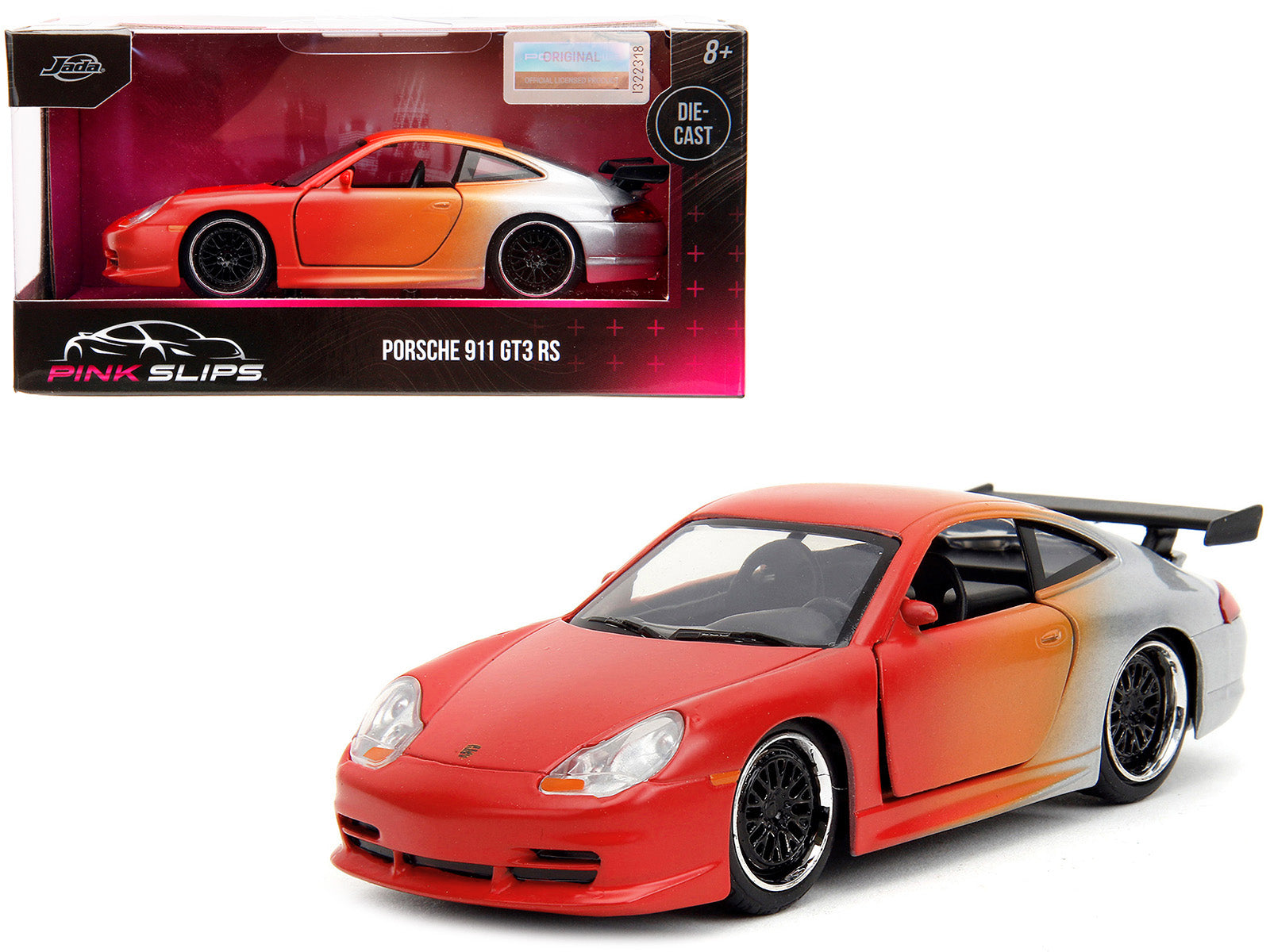 Porsche 911 GT3 RS Matt Orange and Silver Metallic 1/32