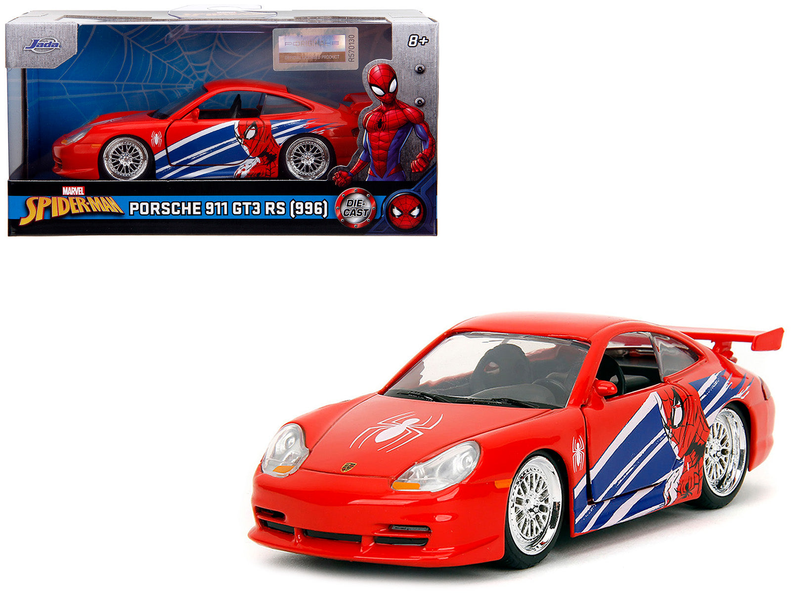 Porsche 911 GT3 RS (996) Red with Graphics "Marvel's Spider-Man" 1/32