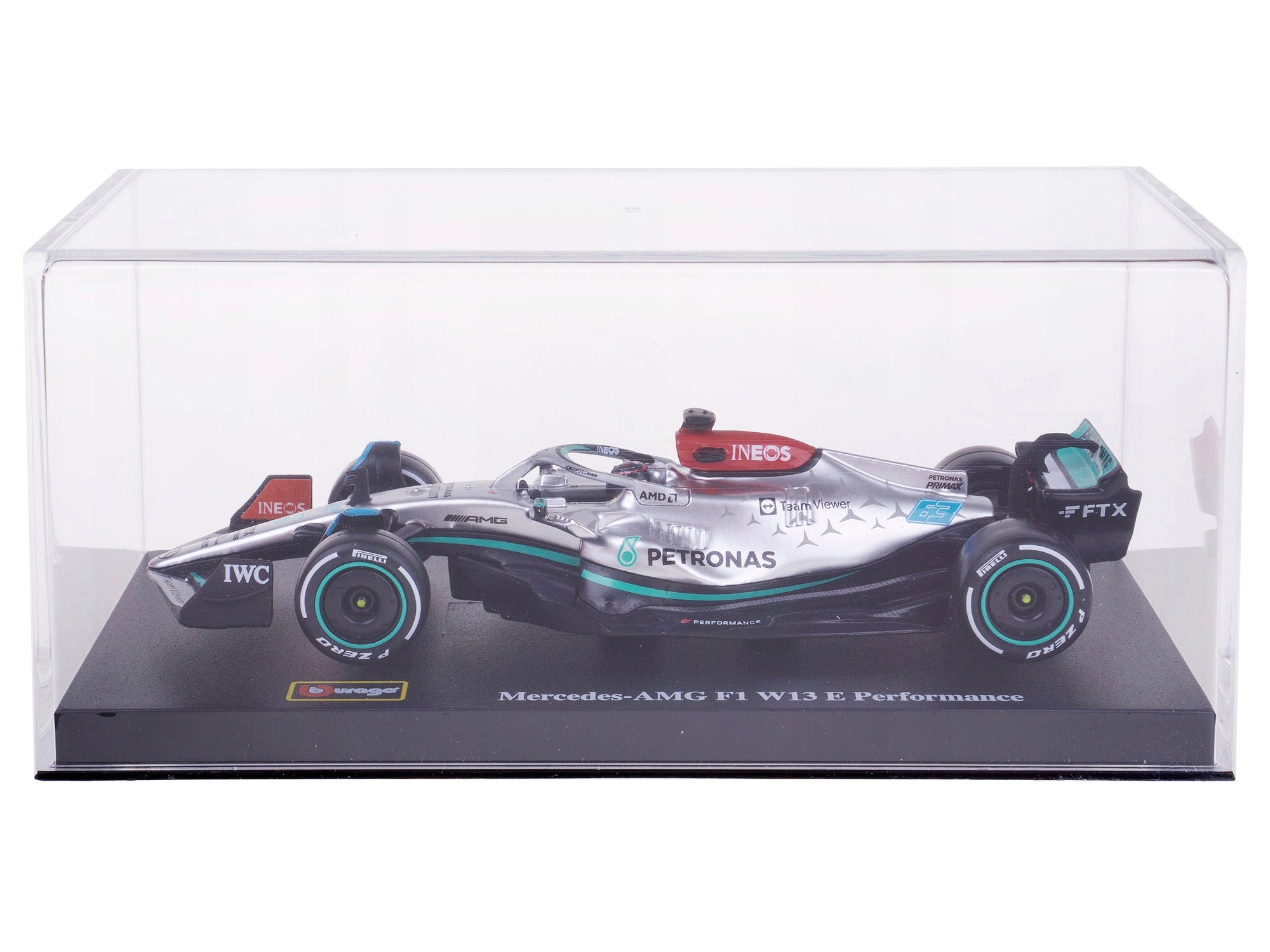 Mercedes-AMG F1 W13 E Performance #63 George Russell "F1 Formula One World Championship" (2022) with Display Case 1/43 - Image 4