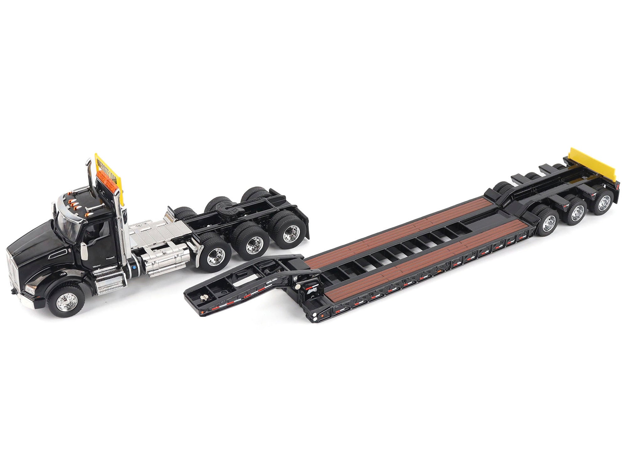 Kenworth T880 SBFA Tridem Truck with Trail King HDG Lowboy Trailer Black "" 1/50 - Image 3