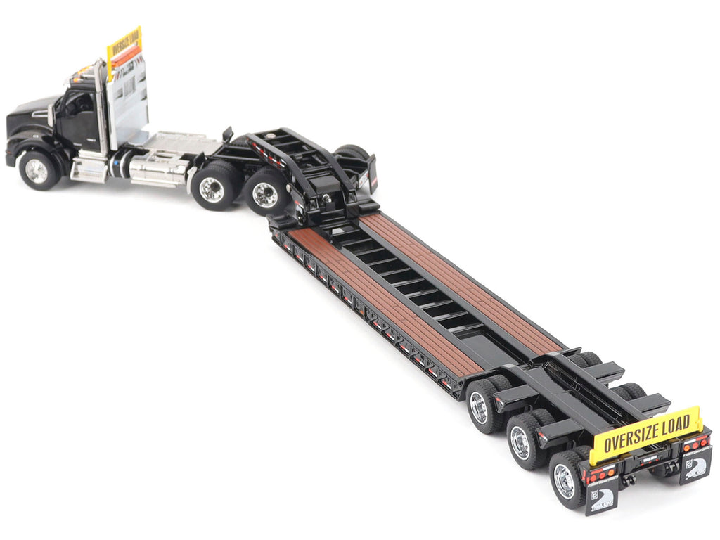 Kenworth T880 SBFA Tridem Truck with Trail King HDG Lowboy Trailer Black "" 1/50 - Image 5