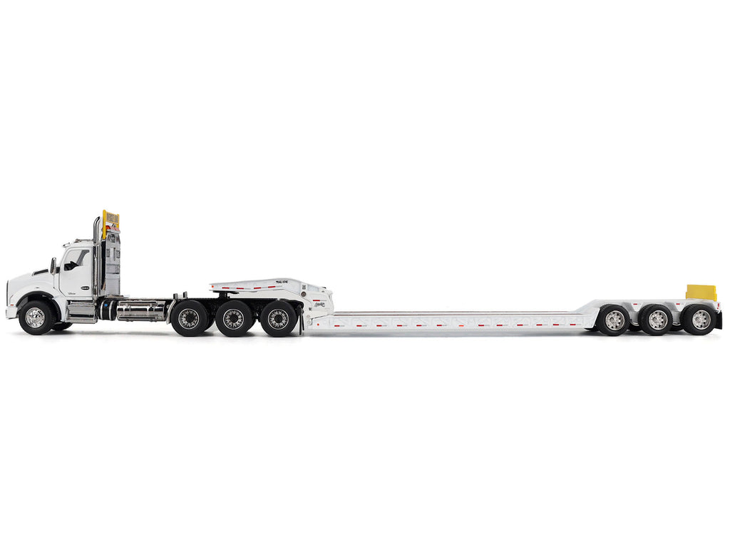 Kenworth T880 SBFA Tridem Truck with Trail King HDG Lowboy Trailer White "" 1/50 - Image 3