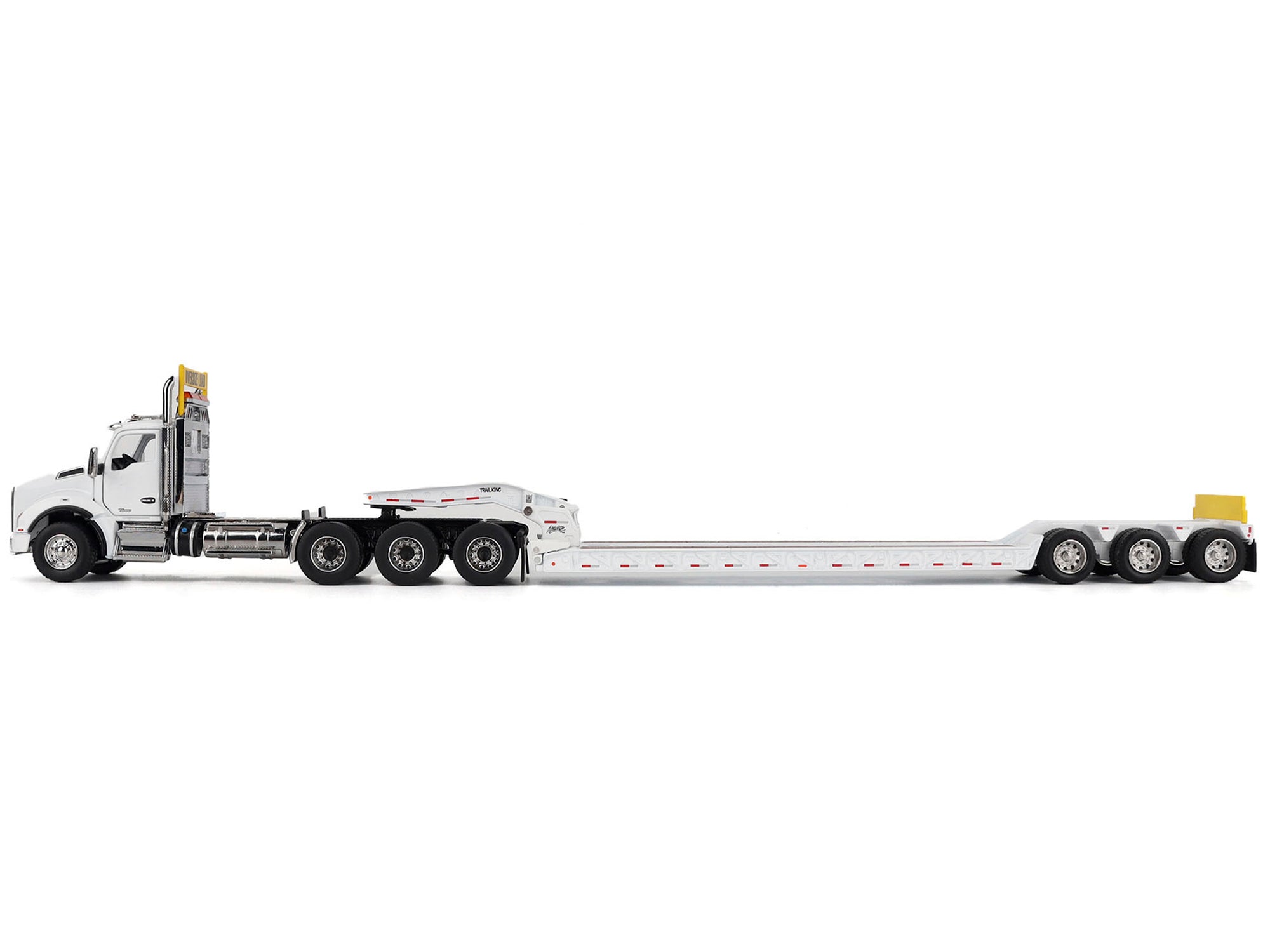 Kenworth T880 SBFA Tridem Truck with Trail King HDG Lowboy Trailer White "" 1/50 - Image 3