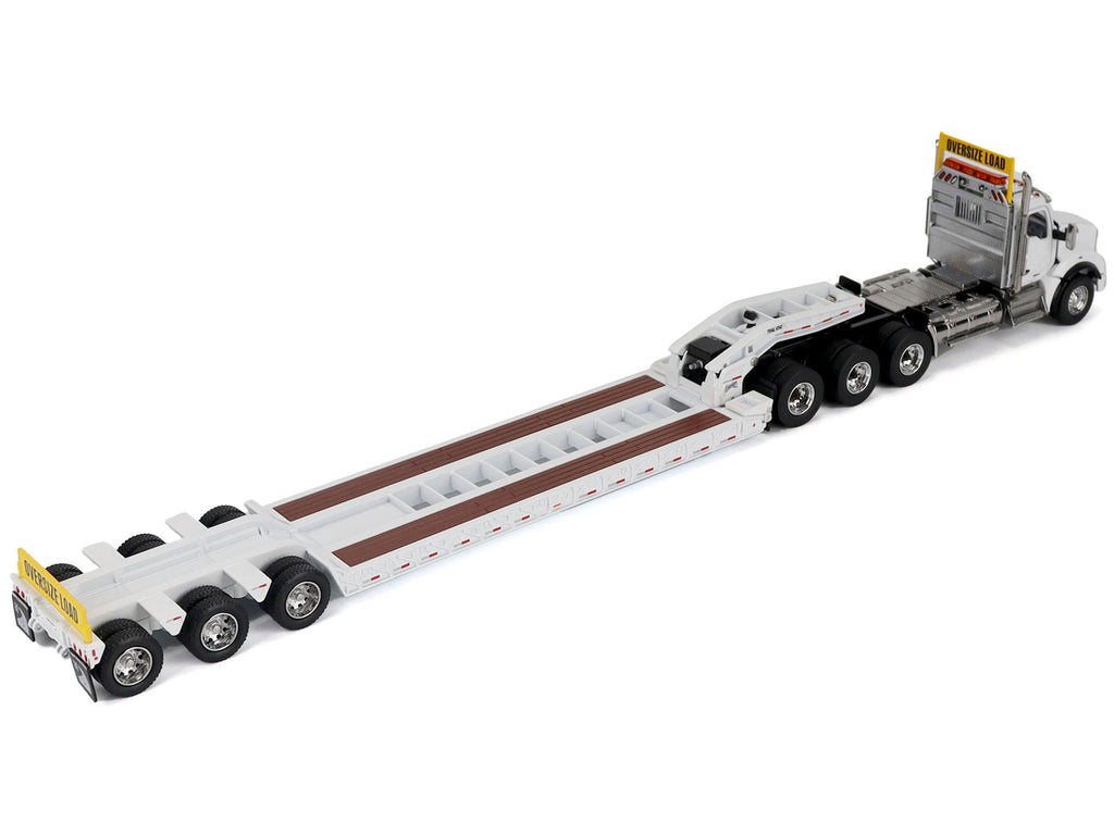 Kenworth T880 SBFA Tridem Truck with Trail King HDG Lowboy Trailer White "" 1/50 - Image 4