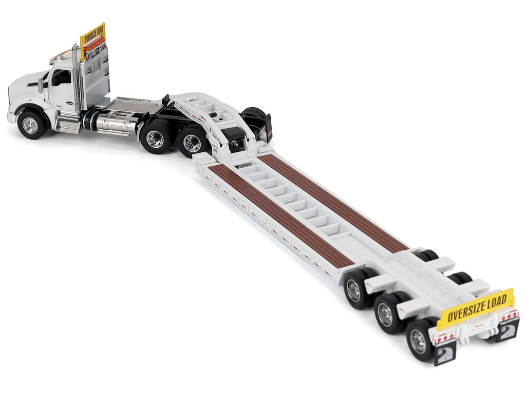 Kenworth T880 SBFA Tridem Truck with Trail King HDG Lowboy Trailer White "" 1/50 - Image 5