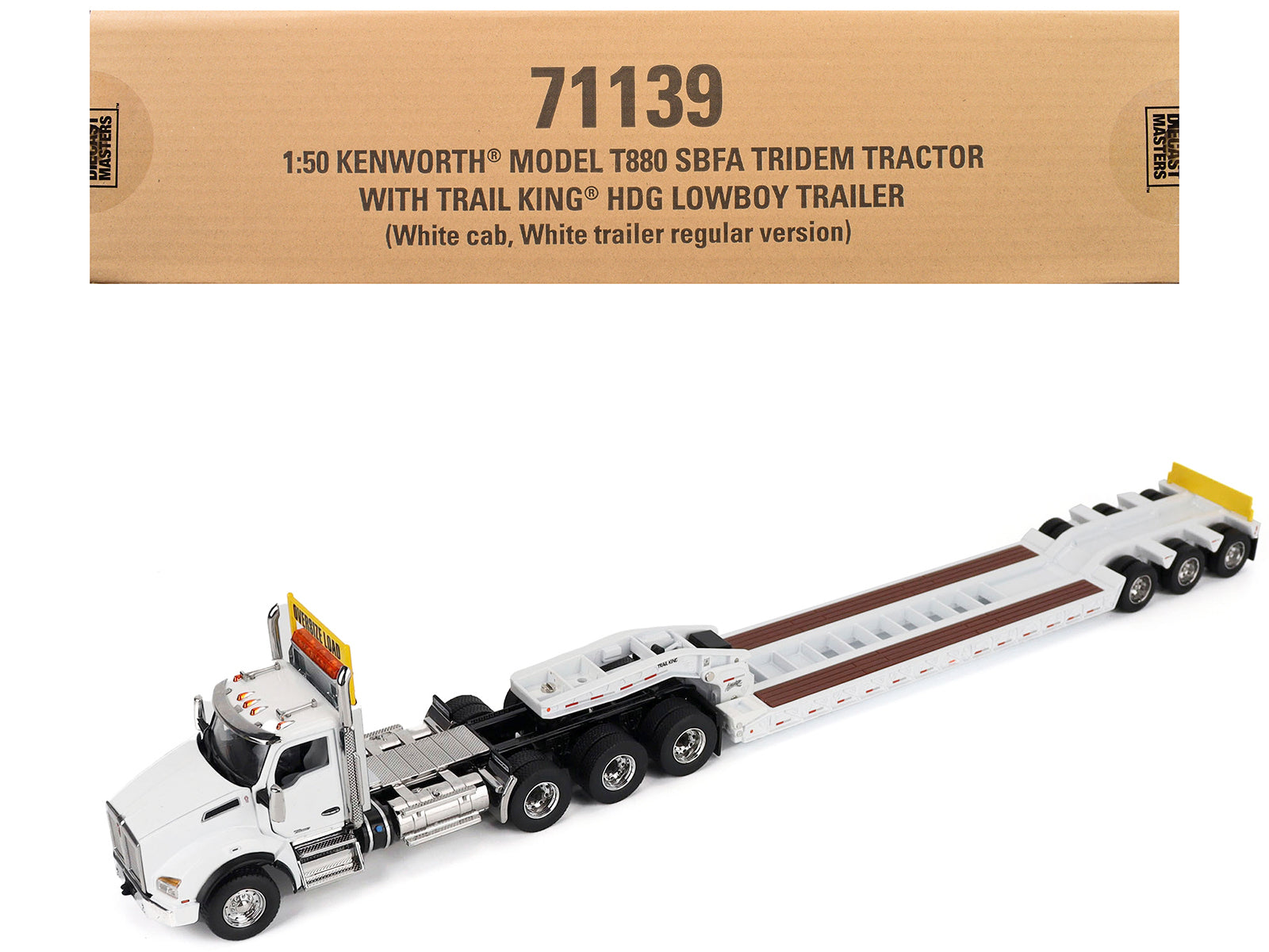 Kenworth T880 SBFA Tridem Truck with Trail King HDG Lowboy Trailer White "" 1/50