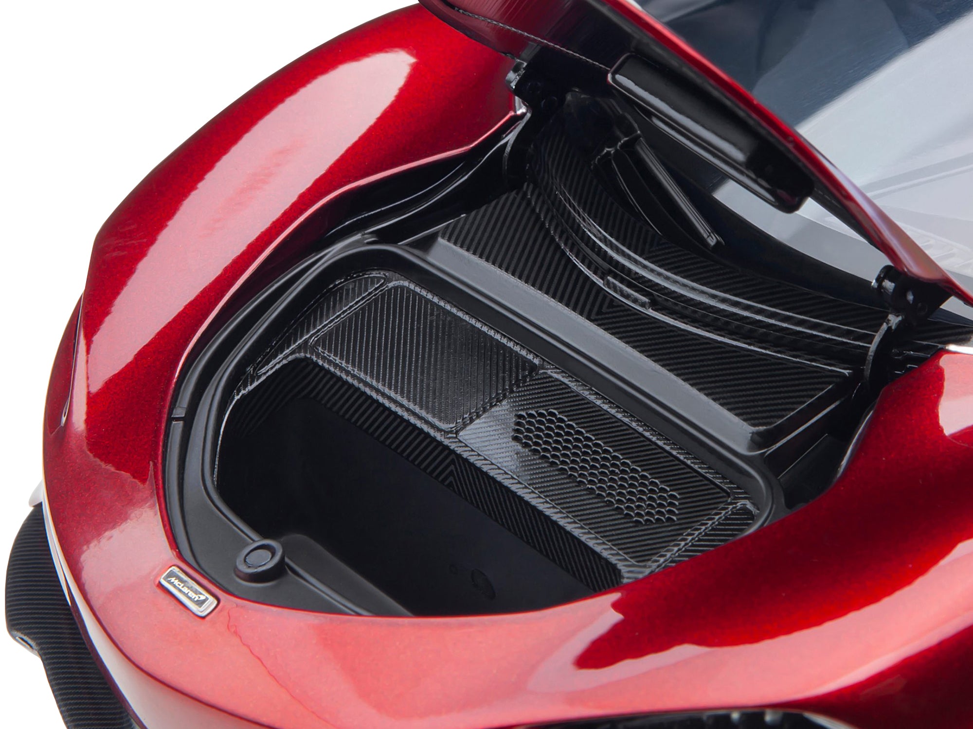 McLaren Speedtail Volcano Red Metallic with Black Top and Suitcase Accessories 1/18 Model Car - Image 3