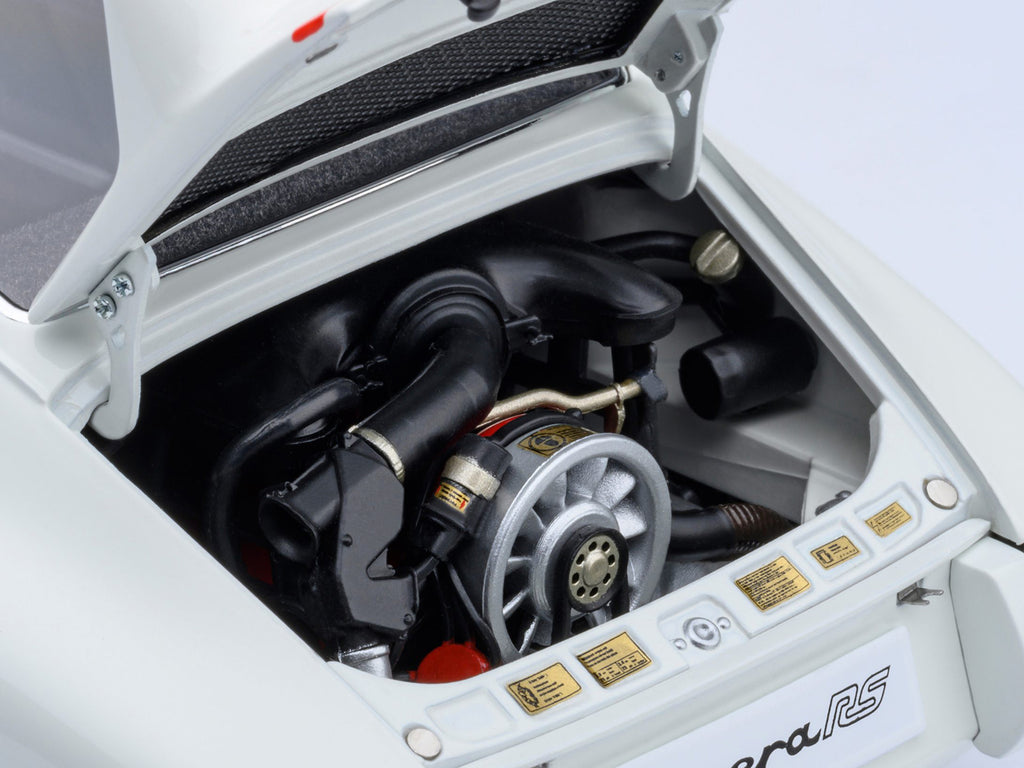 Porsche 911 Carrera 2.7 RS Grand Prix White with Red Stripes and Wheels 1/18 Model Car - Image 5