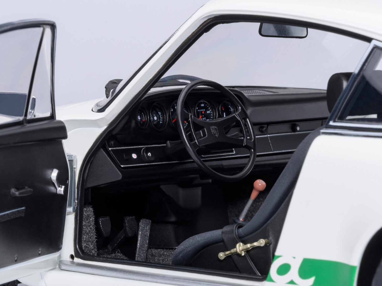 Porsche 911 Carrera 2.7 RS Grand Prix White with Green Stripes and Wheels 1/18 Model Car - Image 4