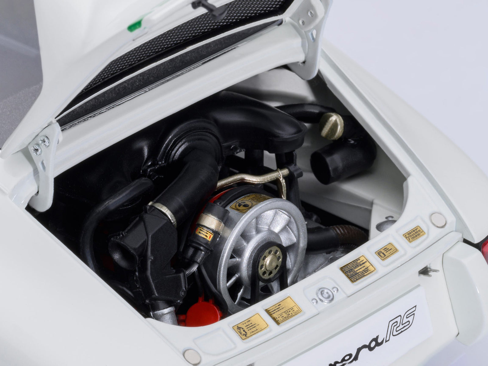 Porsche 911 Carrera 2.7 RS Grand Prix White with Green Stripes and Wheels 1/18 Model Car - Image 5