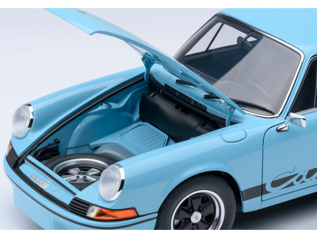 Porsche 911 Carrera 2.7 RS Gulf Blue with Black Stripes and Wheels 1/18 Model Car - Image 5