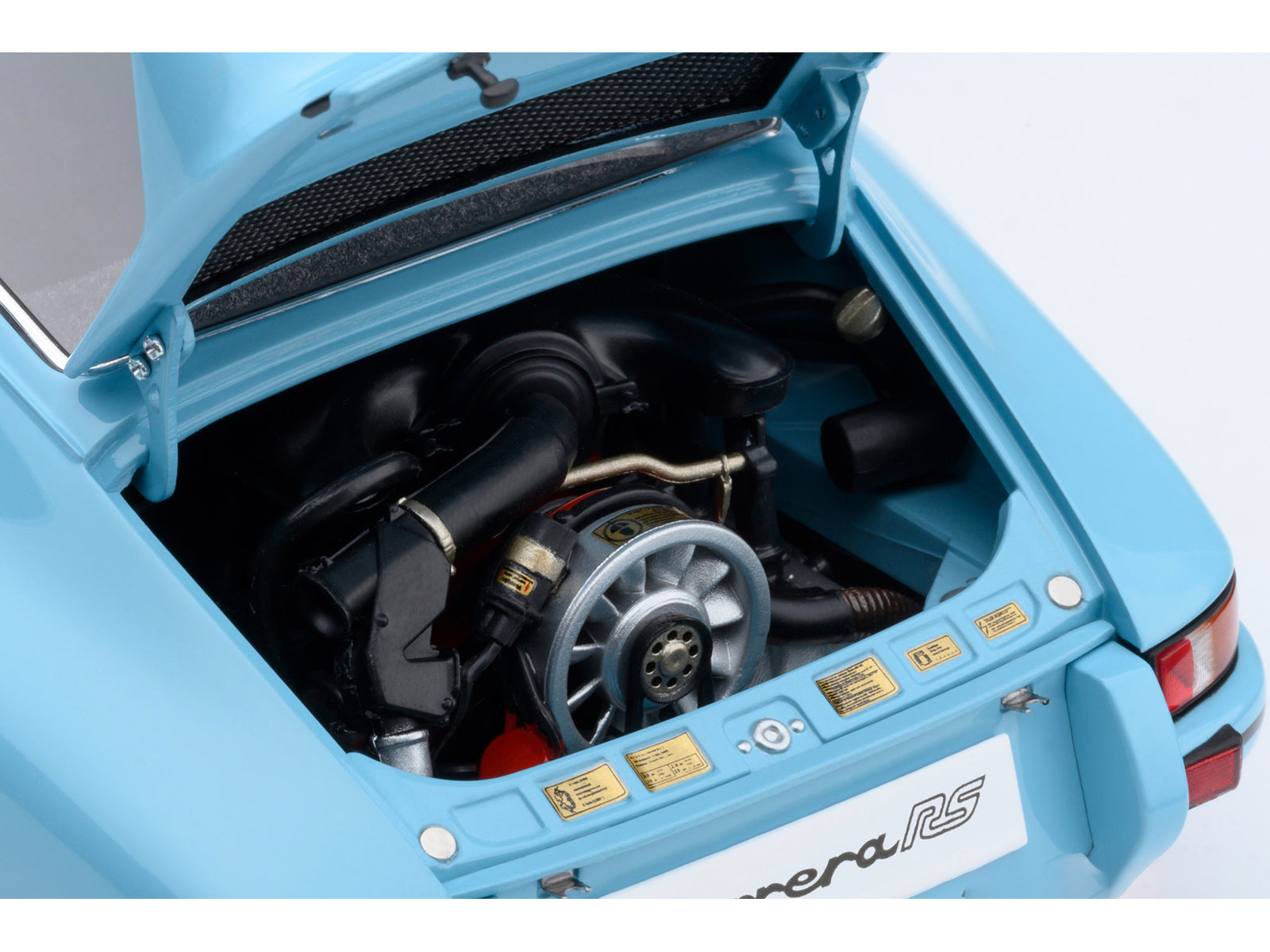 Porsche 911 Carrera 2.7 RS Gulf Blue with Black Stripes and Wheels 1/18 Model Car - Image 4