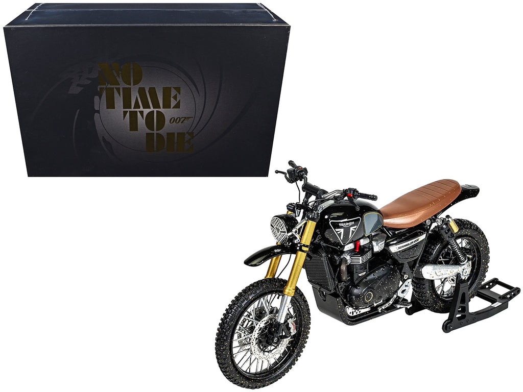 Triumph Scrambler 1200 XE Motorcycle Black (Dirty Version) James Bond 007 "No Time to Die" (2021) Movie