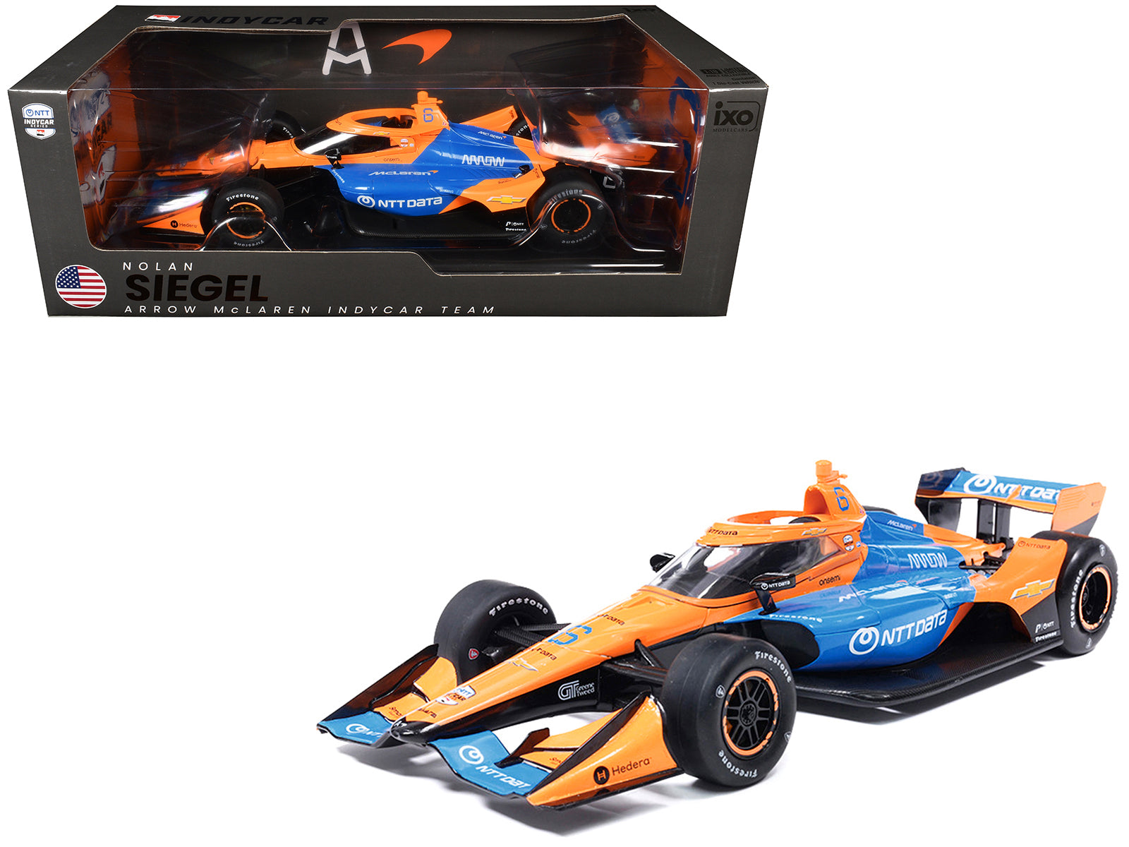 Dallara IndyCar #6 Nolan Siegel "NTT Data" Arrow McLaren (Road Course Configuration) "" (2026) 1/18