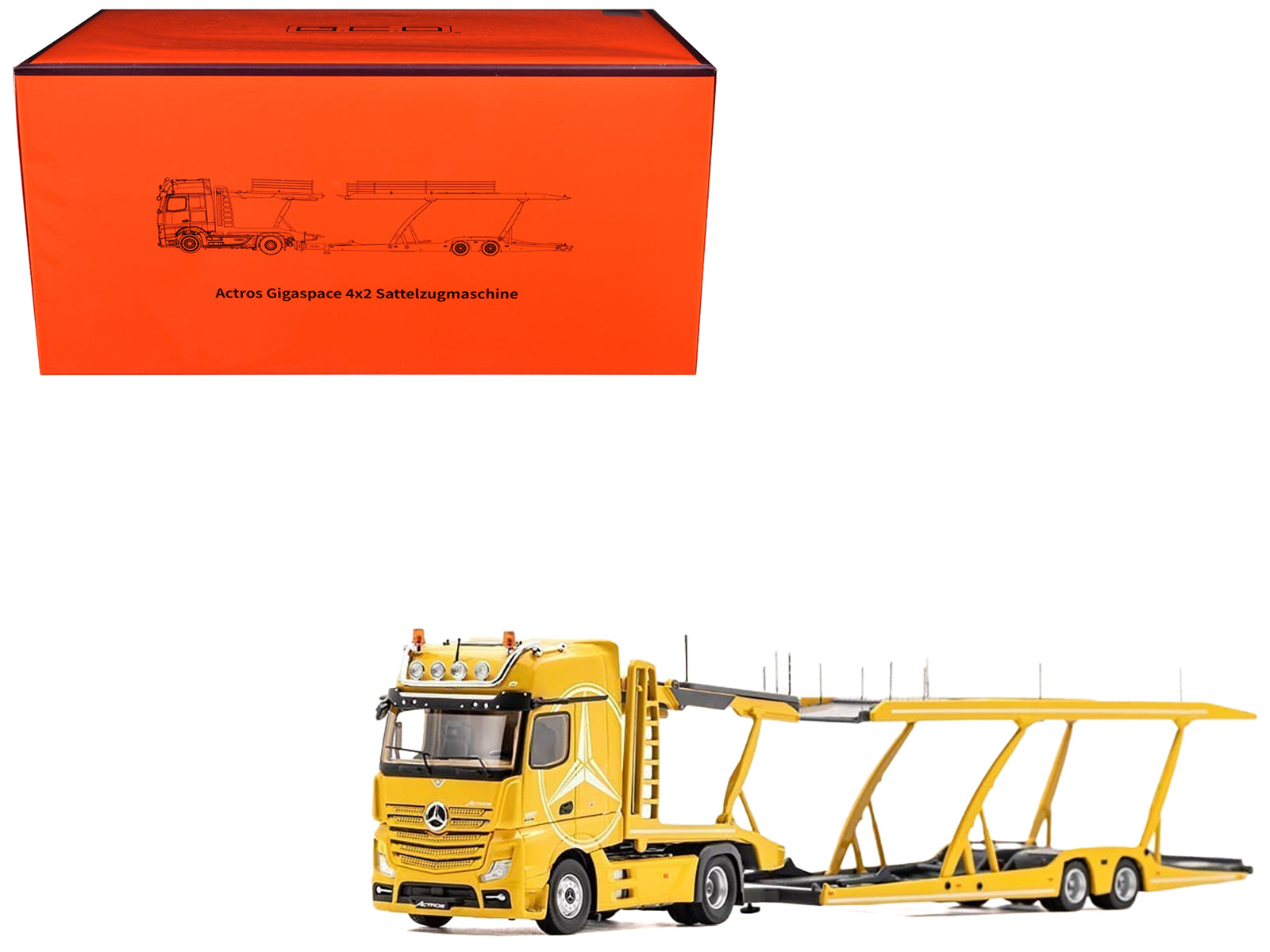 Mercedes-Benz Actros Auto Transporter Yellow 1/64