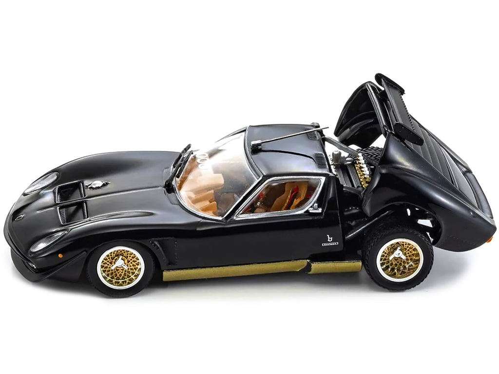 Lamborghini Miura SVR Black with Gold Accents and Wheels 1/43 - Image 3