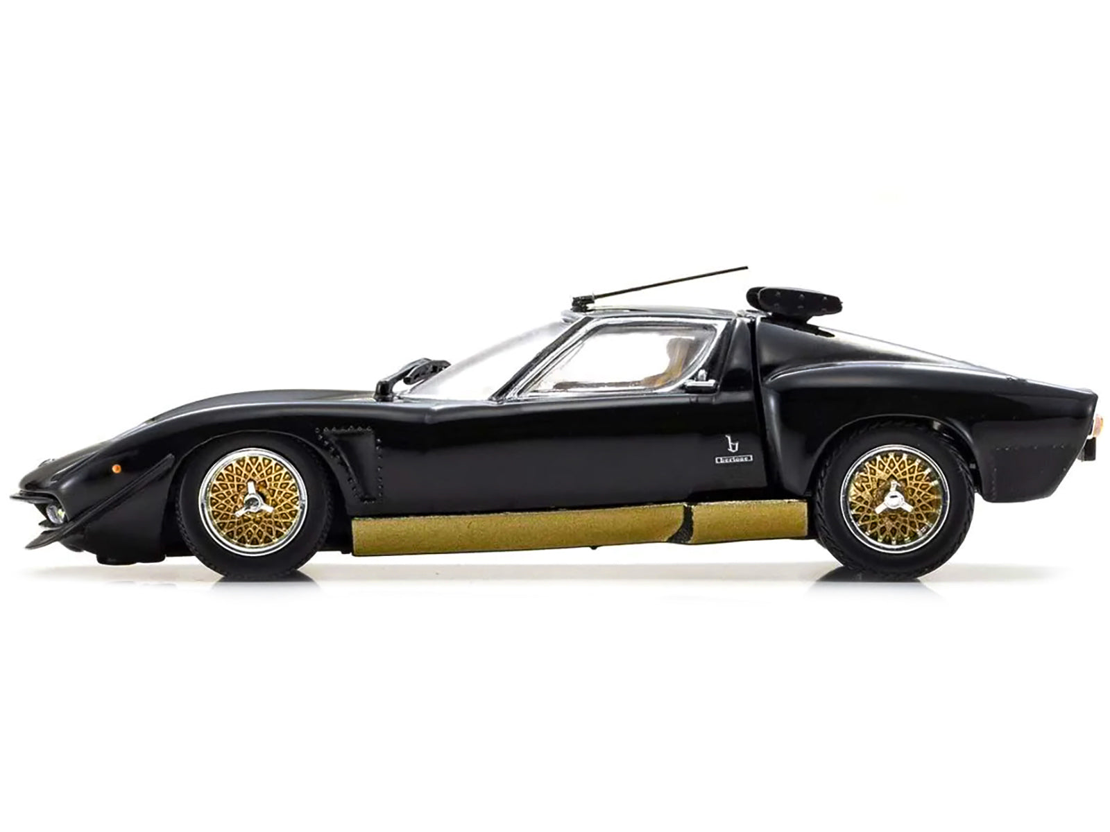 Lamborghini Miura SVR Black with Gold Accents and Wheels 1/43 - Image 4