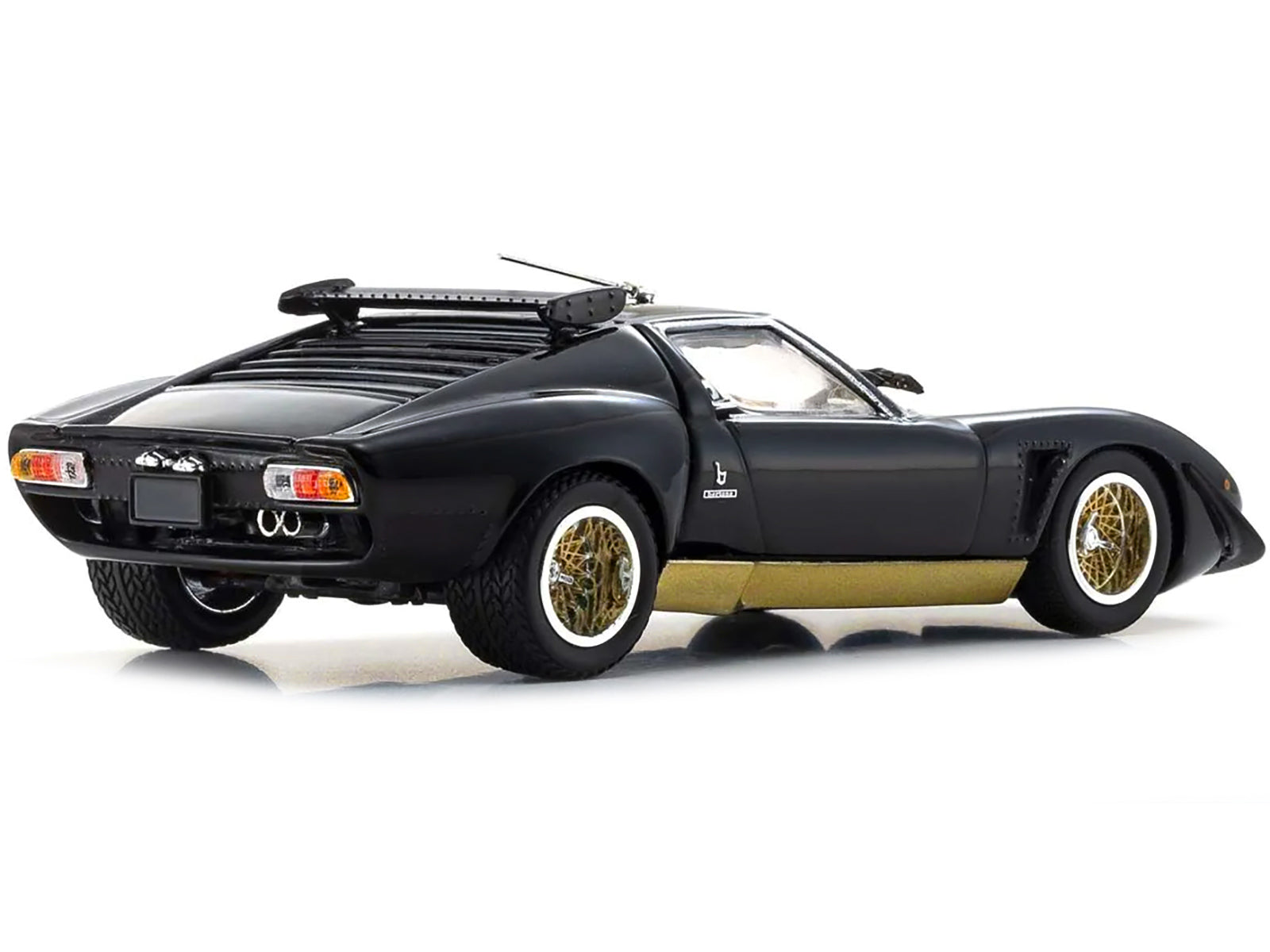 Lamborghini Miura SVR Black with Gold Accents and Wheels 1/43 - Image 5