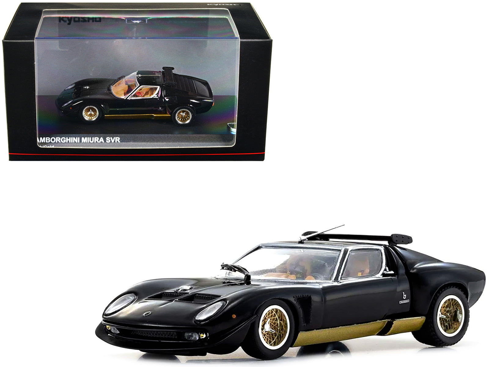 Lamborghini Miura SVR Black with Gold Accents and Wheels 1/43