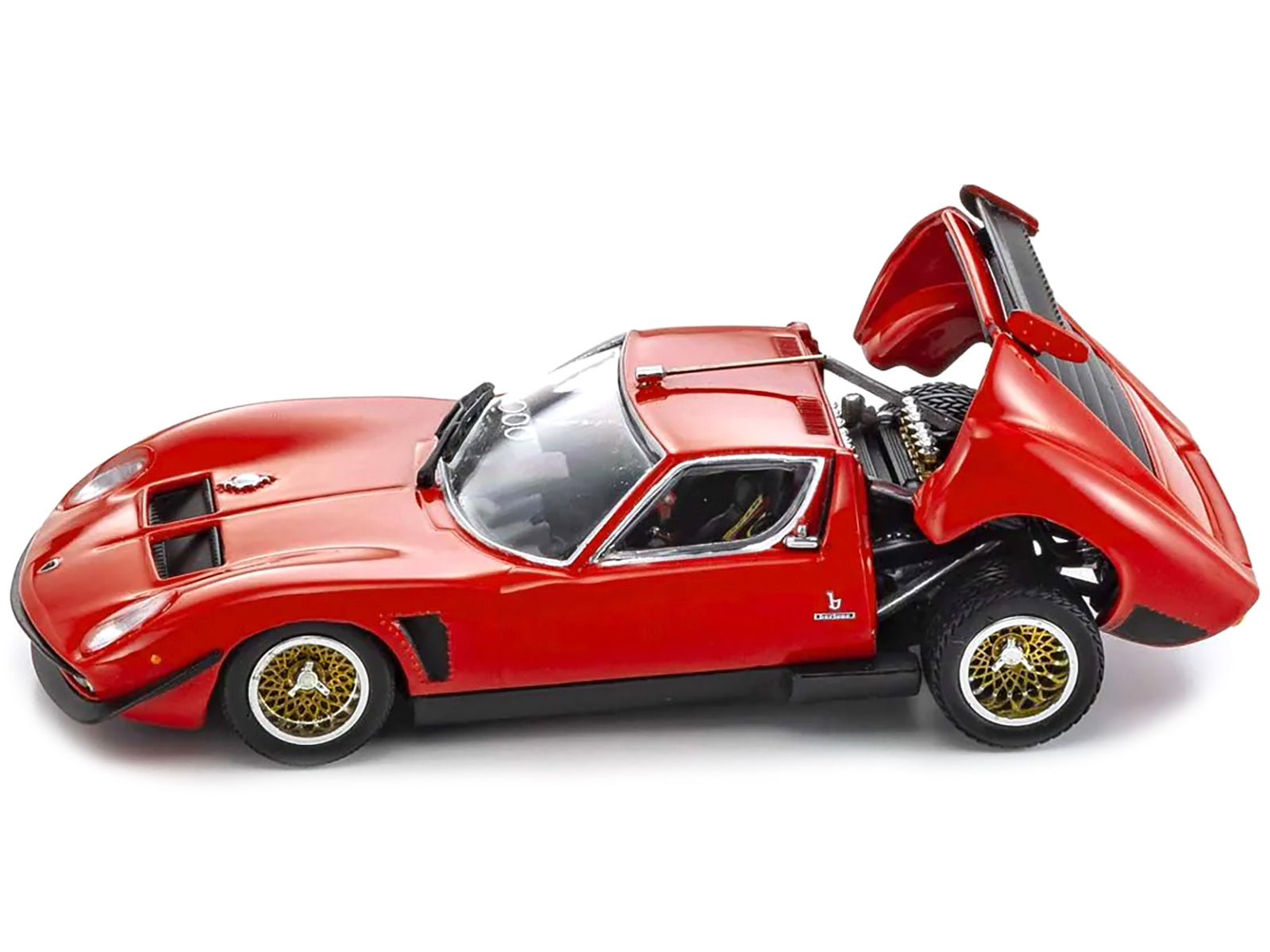 Lamborghini Miura SVR Red with Black Accents and Gold Wheels 1/43 - Image 3