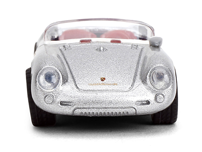 1955 Porsche 550 Spyder Silver Metallic with Red Interior 1/64 - Image 4