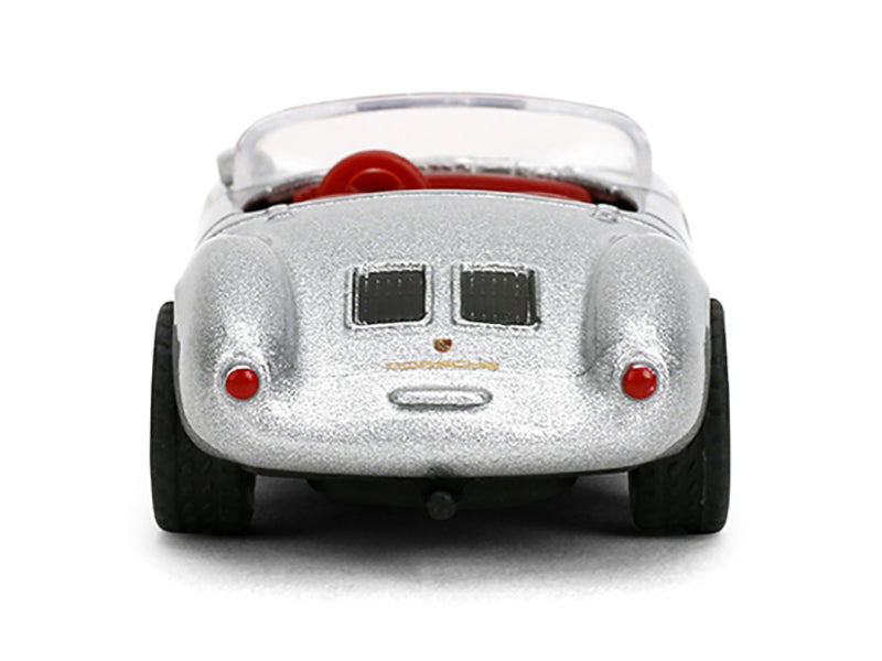 1955 Porsche 550 Spyder Silver Metallic with Red Interior 1/64 - Image 5