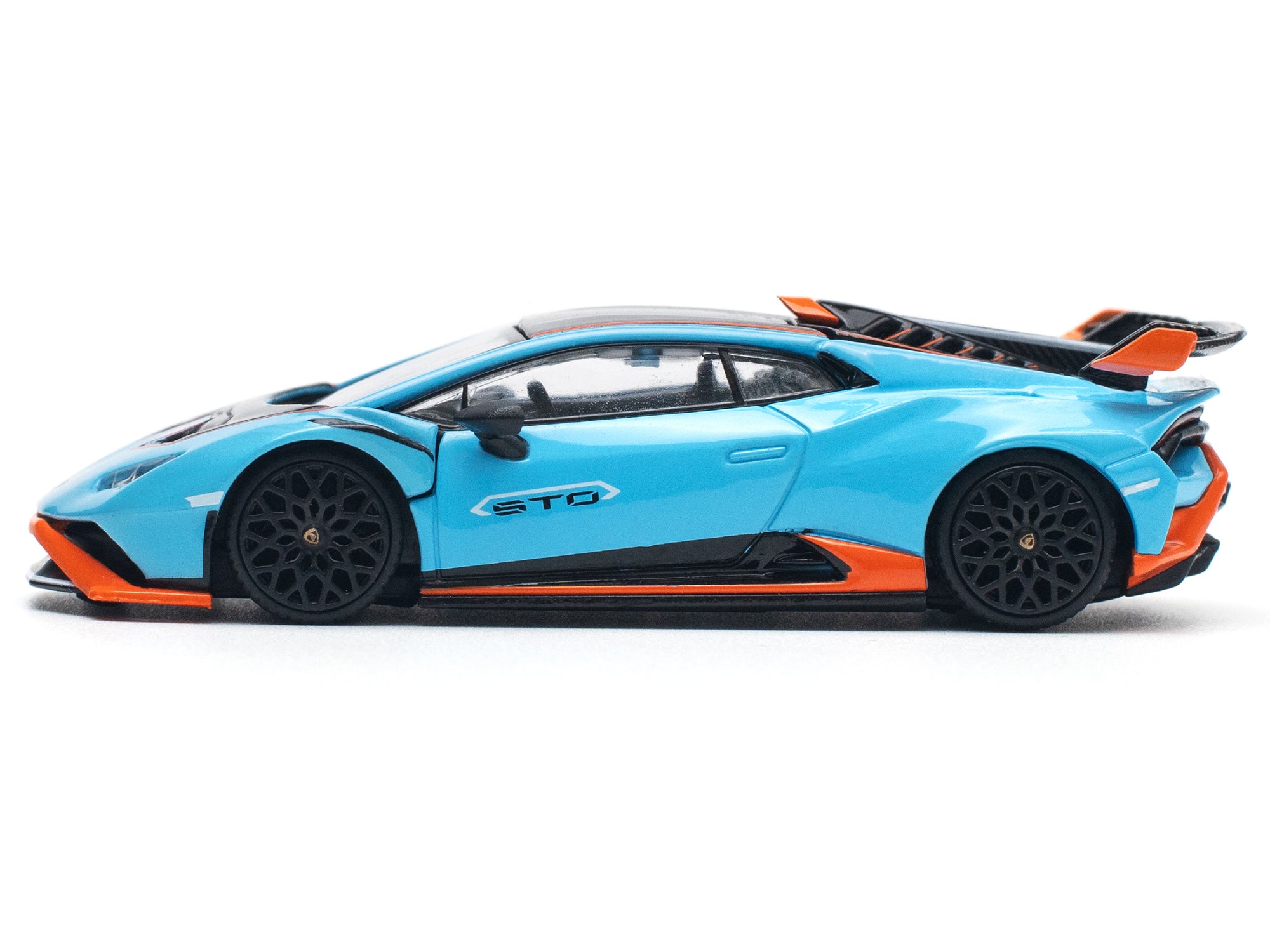 Lamborghini Huracan STO Blue with Black Top and Orange Accents 1/64 - Image 3