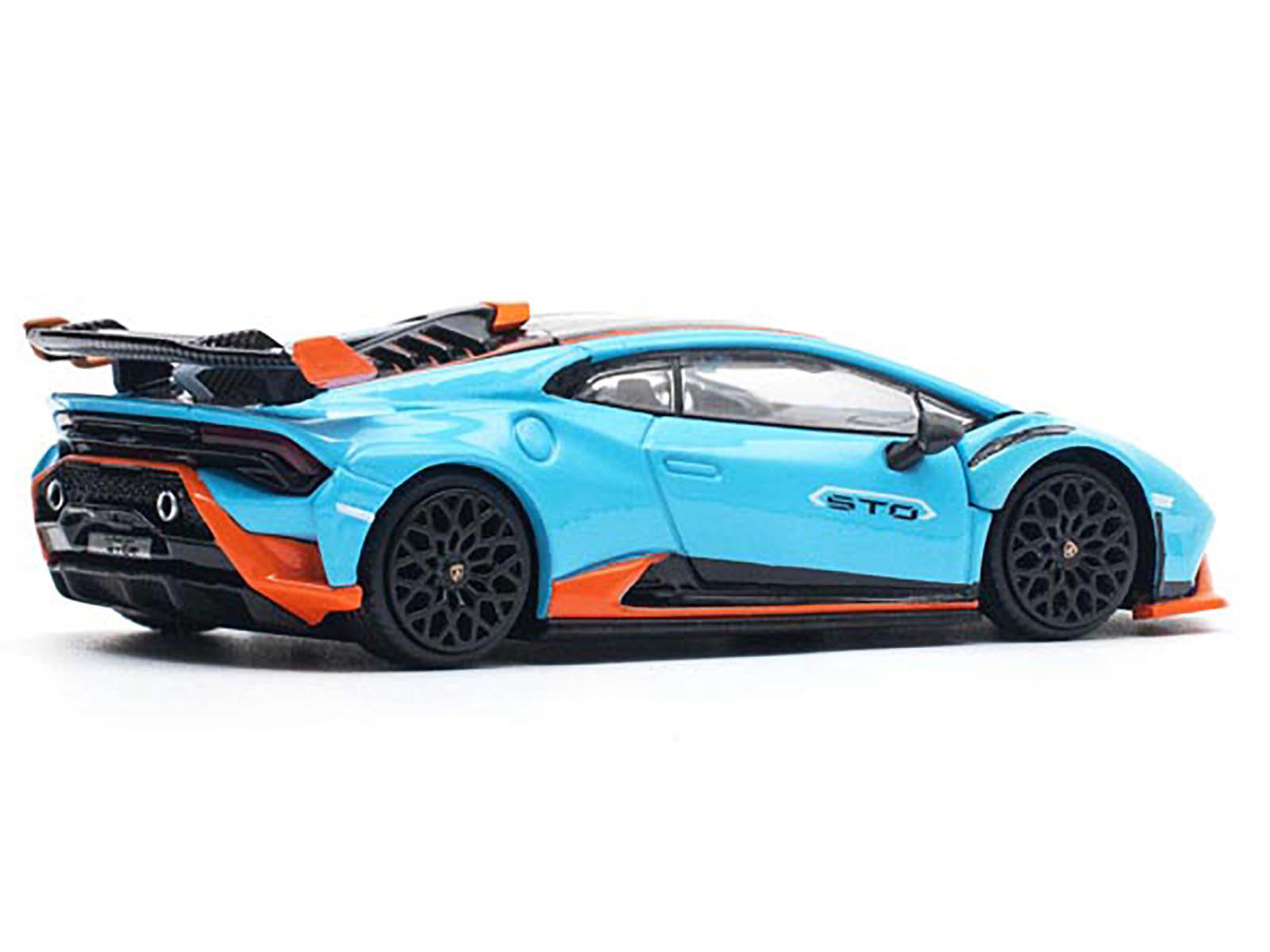 Lamborghini Huracan STO Blue with Black Top and Orange Accents 1/64 - Image 4