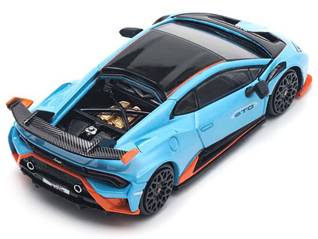 Lamborghini Huracan STO Blue with Black Top and Orange Accents 1/64 - Image 5