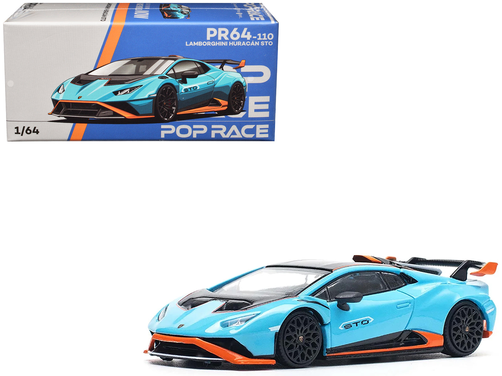 Lamborghini Huracan STO Blue with Black Top and Orange Accents 1/64