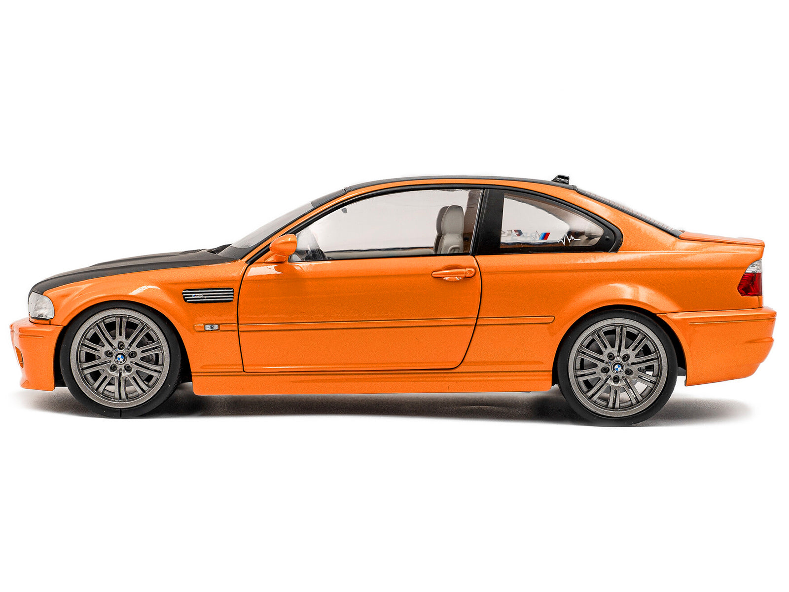 2000 BMW E46 M3 "Solido Works" Orange Metallic with Matt Black Hood and Carbon Top 1/18 - Image 3