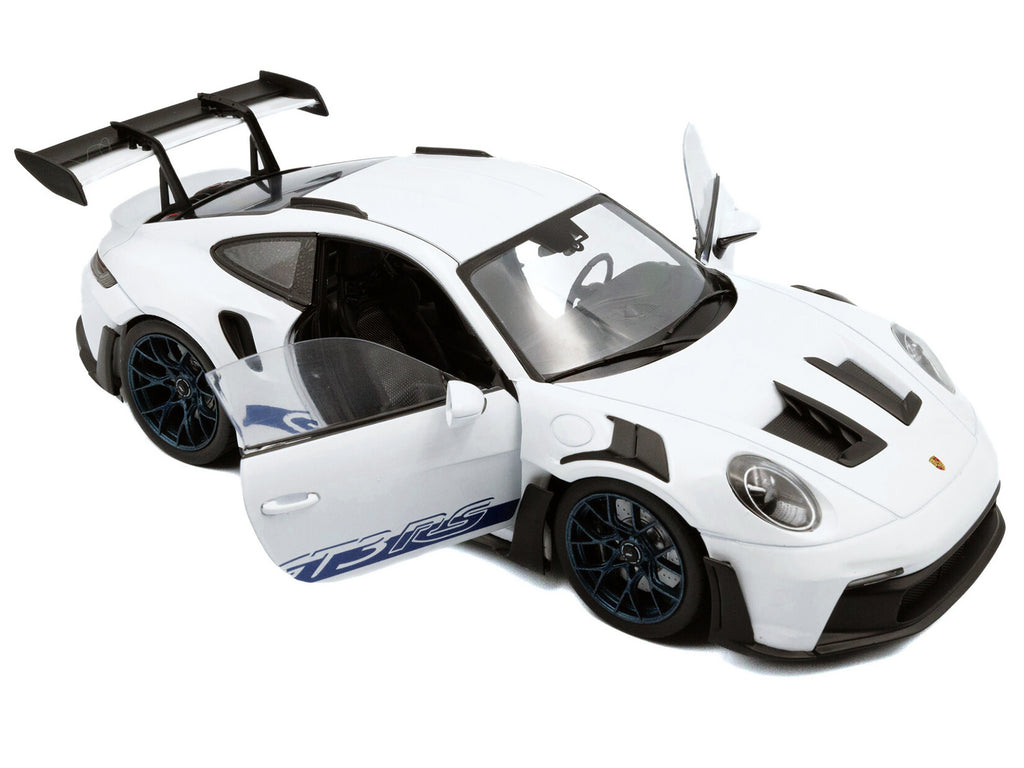 2024 Porsche 911 (992) GT3 RS White with Blue Stripes 1/18 - Image 2