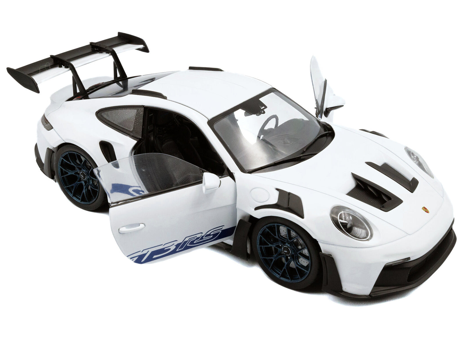 2024 Porsche 911 (992) GT3 RS White with Blue Stripes 1/18 - Image 2