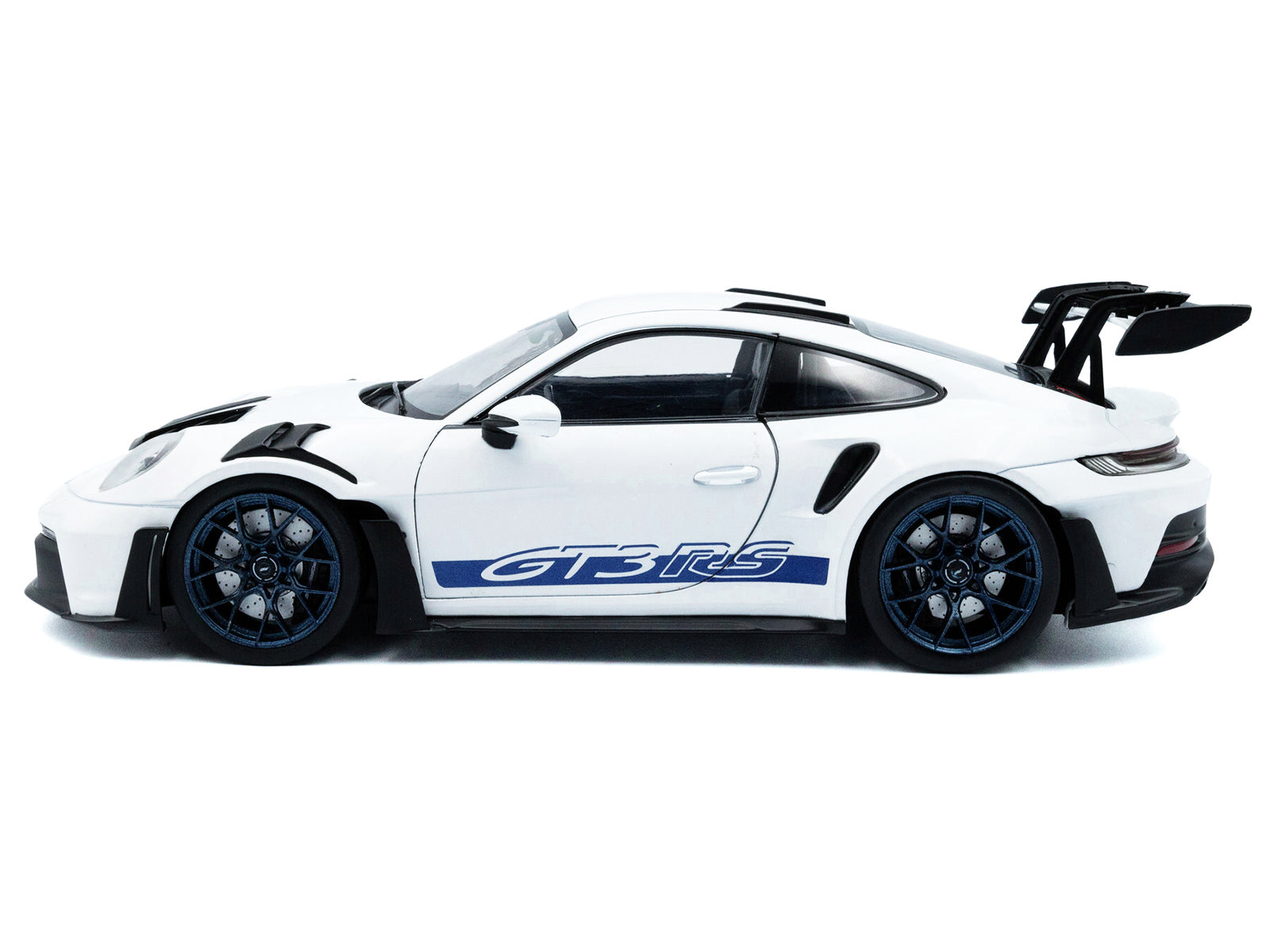 2024 Porsche 911 (992) GT3 RS White with Blue Stripes 1/18 - Image 3